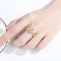 Attractive Cubic Zirconia Stone Gold Plated S925 Silver Proposal Double Rings